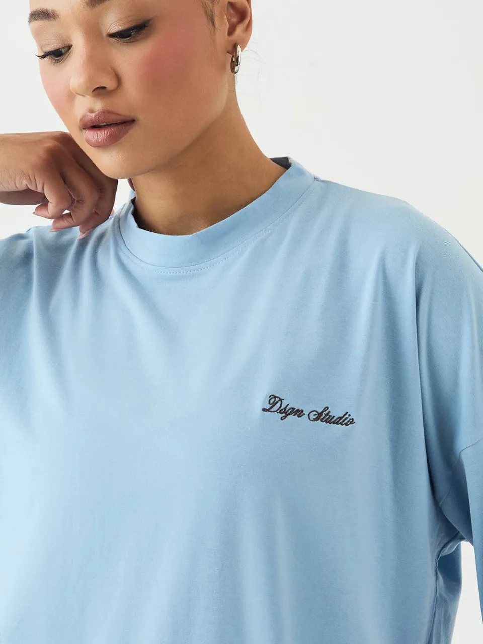 Dames Dsgn Studio Lounge T-shirt Met Korte Mouwen Oversized Superzacht lichtblauw, foto 5