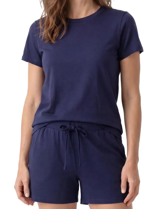 Schiesser Dames pyjama Mix & Relax blauw