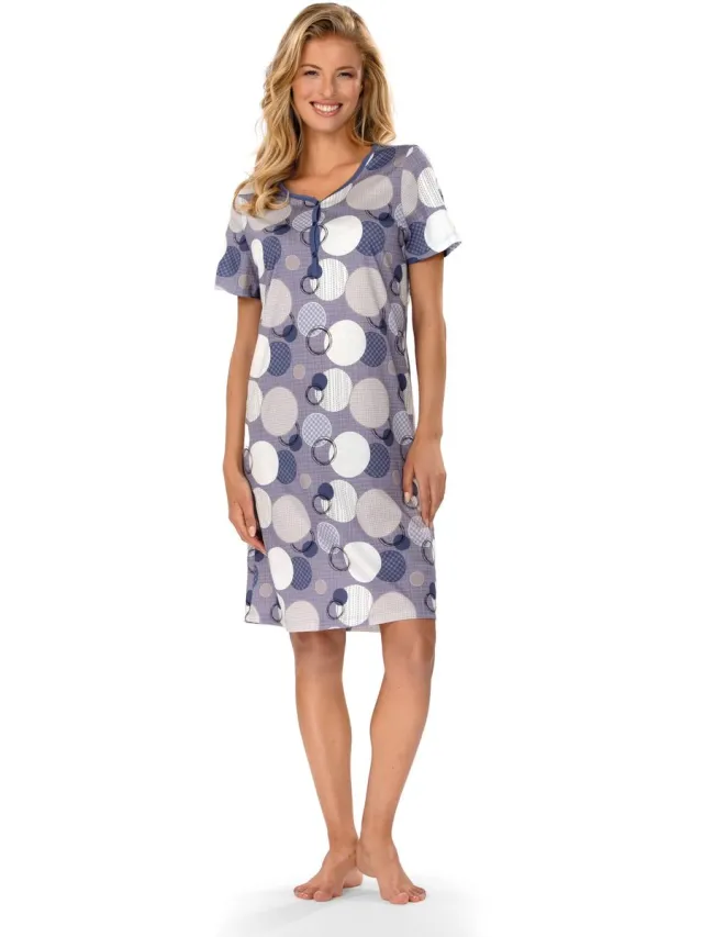 Comtessa Ascafa Nachthemd 'Lilac Flow' - Dames Nachthemd - Korte Mouw - Paars