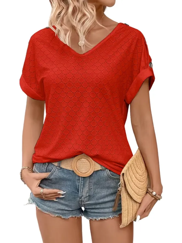 Currero Topje Dames - Top Kleding - Shirt - Blouse - Kort - Volwassen - Rood