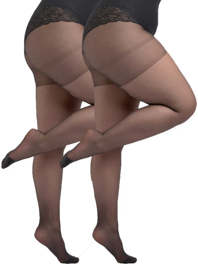 MS Mode Accesoires 2-pack 3D Super stretch panty 20 denier Zwart