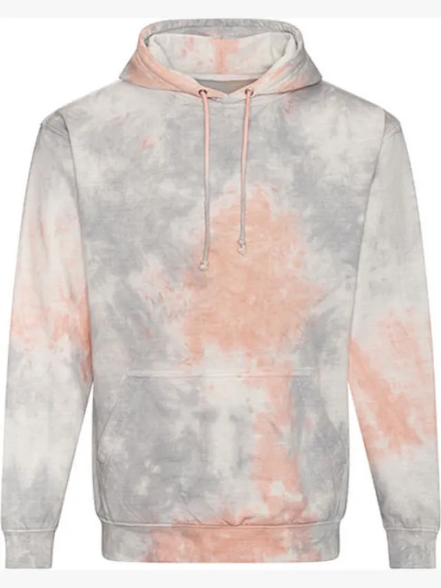 Just Hoods Tie-Dye Hoodie JH022 - GREY PINK MARBLE