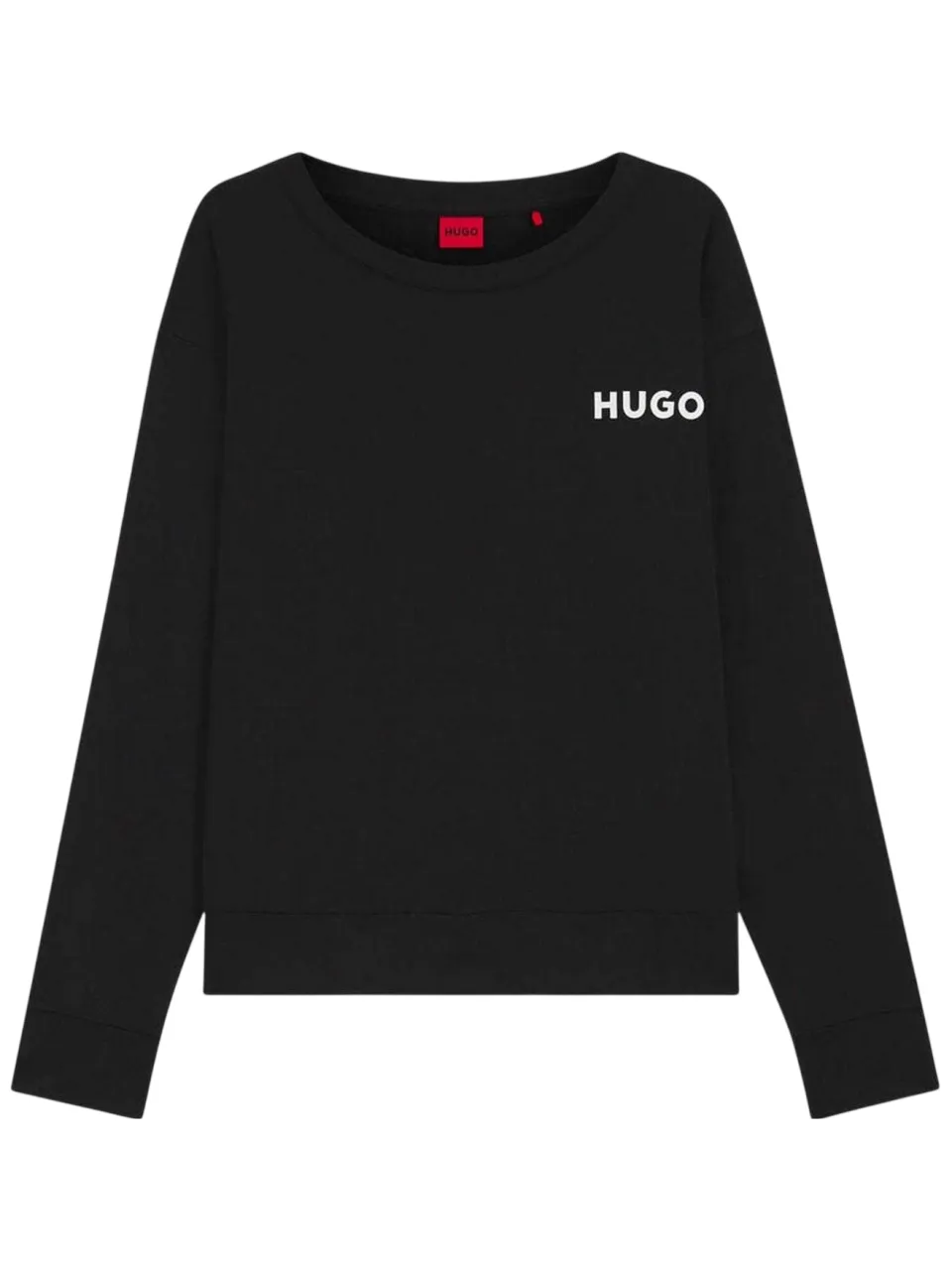 Hugo Damespyjama-top met lange mouwen en 'Unite'-logo, in een ruime pasvorm (Zwart), foto 2