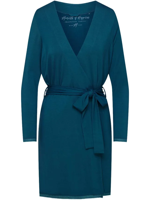 Henderson Alena 41315 - Damesbadjas - XXL - Viscose - Met ceintuur Donkerturkoois