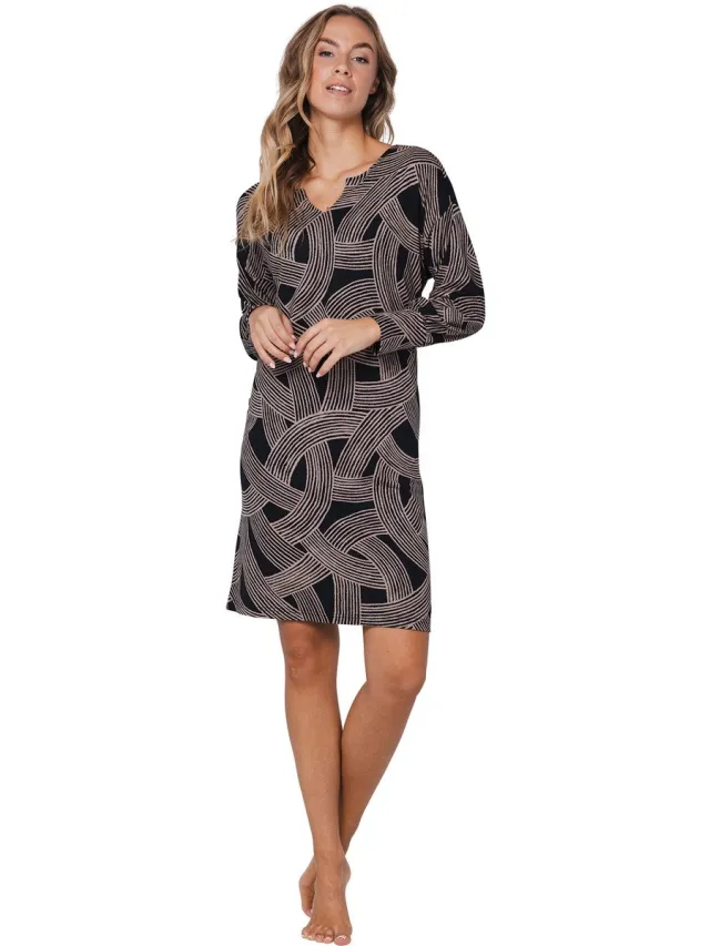 Pastunette Premium - Nachthemd - Balance - Viscose - Zwart/Beige