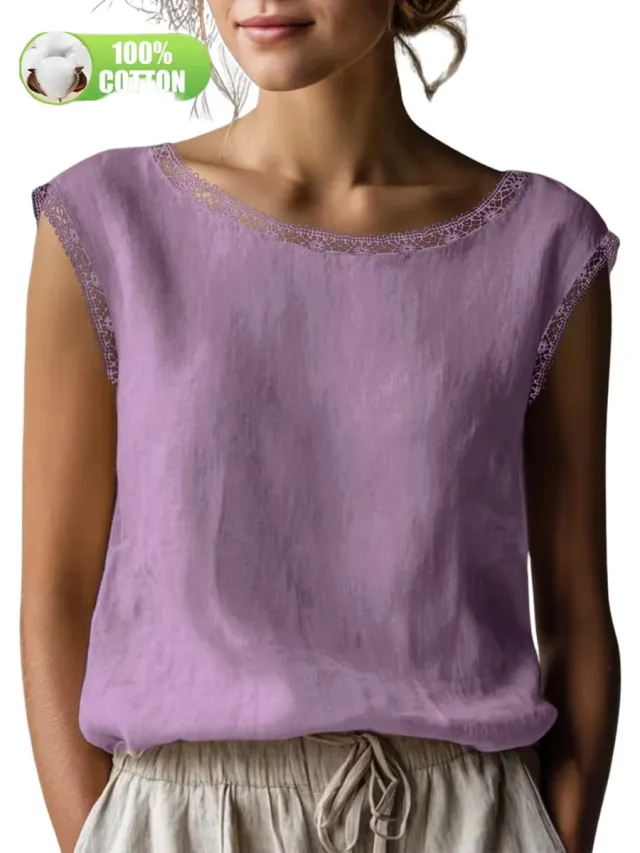 Currero Topje Dames - Top Kleding - Shirt - Blouse - Kort - Volwassen - Paars