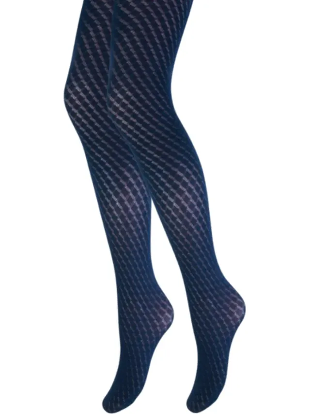 Marianne Fashion panty met wafelmotief - Marineblauw