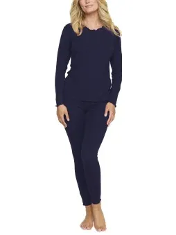 Damella Bamboo Plain Long Pyjamas Set Zwart,Grijs,Blauw,Groen,Rood