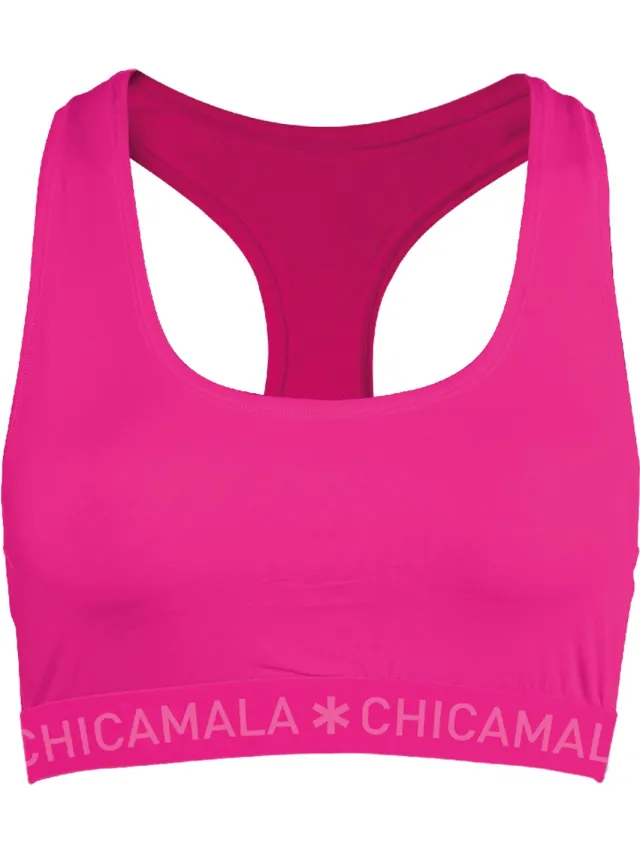 Muchachomalo Chicamala – Dames Racerback - BH zonder beugel – Dames Ondergoed – Lingerie - Sport BH – Kleding - 95% Katoen – Dames kleding Roze