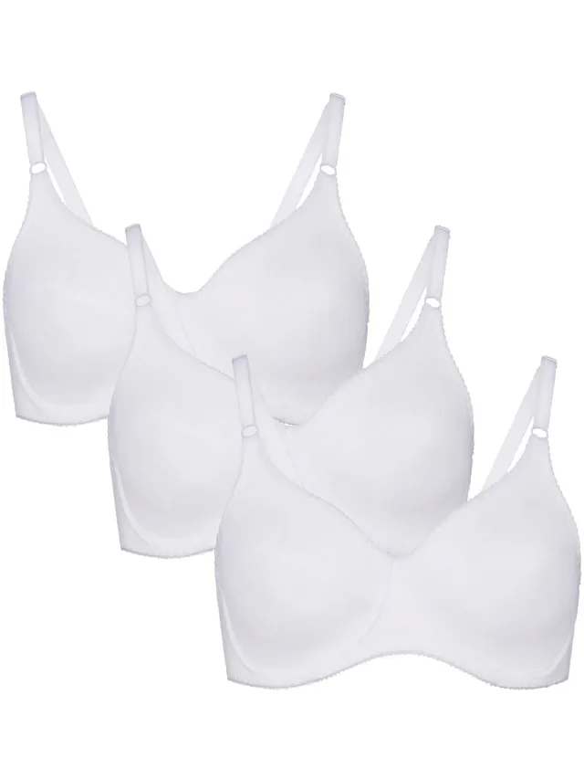 BeeDees Bügel-BH Rock'n'Roll W (3-er Pack) Gemaakt van 100% katoen, comfortabel, vormgevend, niet gevoerd en zonder cups wit