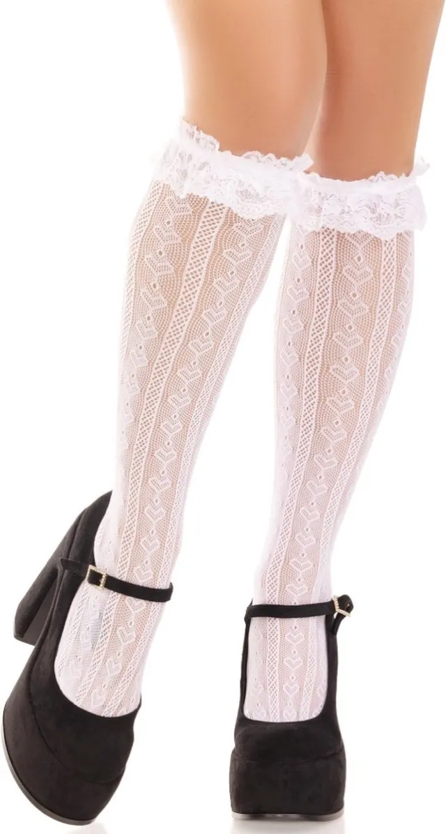 Leg Avenue Sweetheart Knit Kousen - Wit