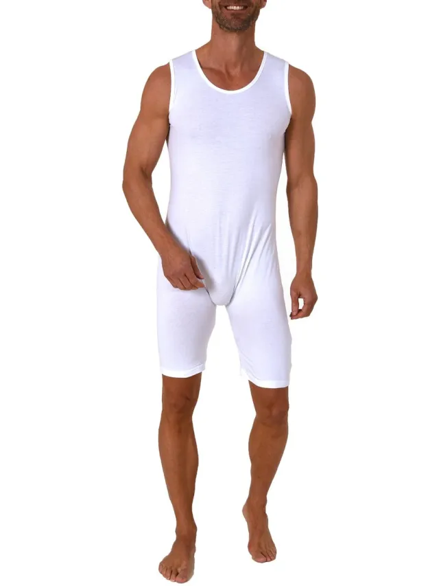 Normann Unisex mouwloze zorgbody / korte mouwloze zorgjumpsuit – met rits in de pijp weiss