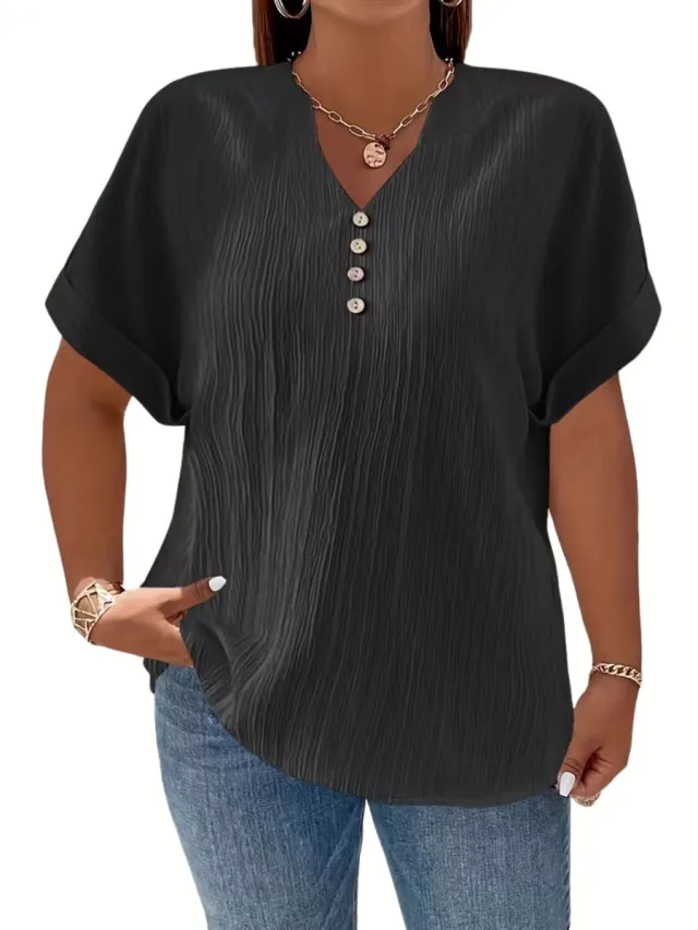 Currero Topje Dames - Top Kleding - Shirt - Blouse - Kort - Volwassen - Zwart 1XL