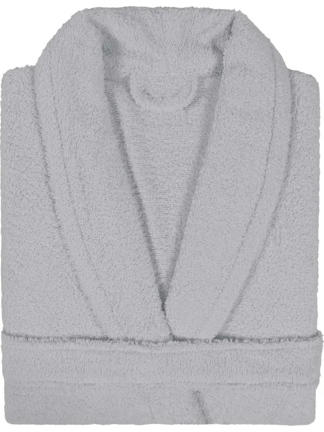 Uni Alpha Duplex Badjas Badstof met Shawlkraag Uni Alpha Licht Grijs - 1 stuks Lichtgrijs col 3235