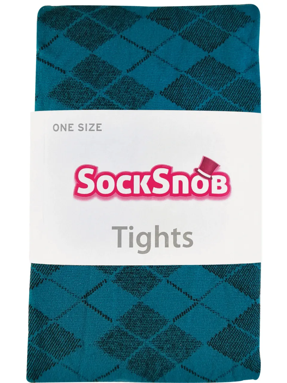 Sock Snob Dames80 denier ondoorzichtig patroon panty's - Argyle Teal petrol, foto 2