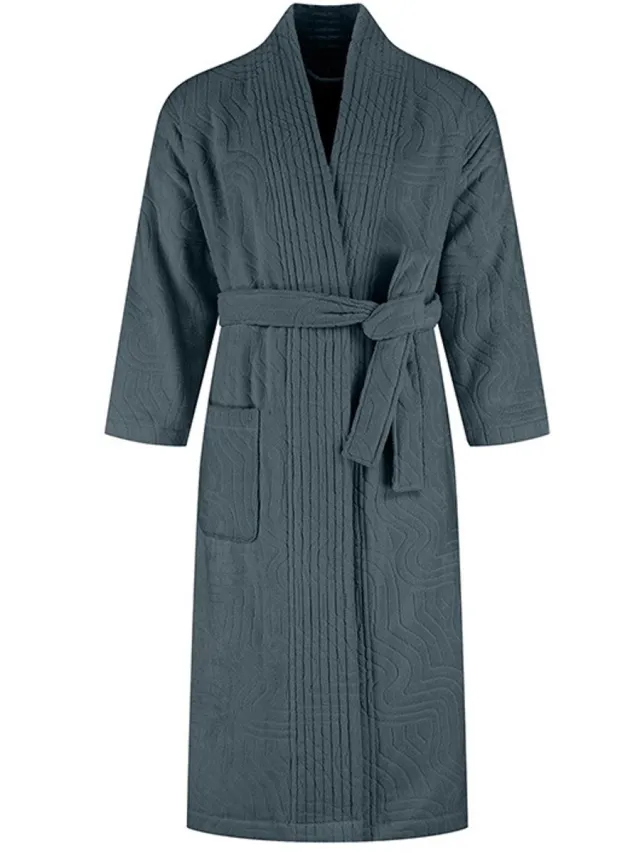 Yumeko badjas velours pebble blauw xl