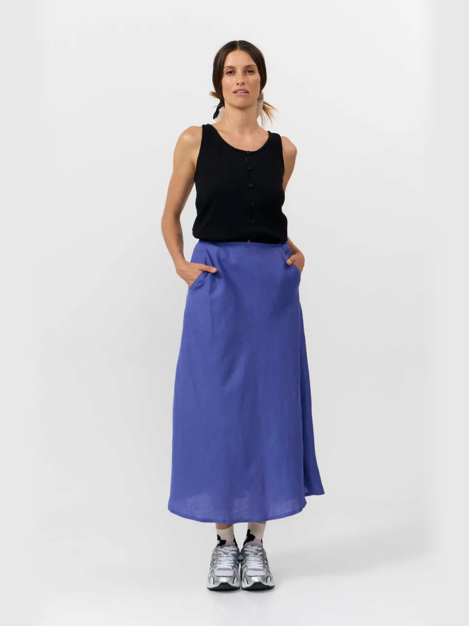 SUITE13LAB dames vegan Midirok Belen Middenblauw Donkerblauw