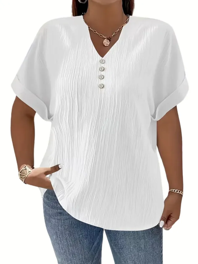 Currero Topje Dames - Top Kleding - Shirt - Blouse - Kort - Volwassen - Wit 1XL
