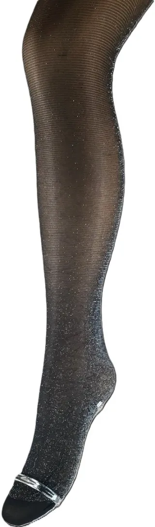 Bonnie Doon Curvy Glitter Tight Panty Subtiele Glitter Grote Maat XXL 44/46 Zwart/Zilver - comfortabele pasvorm - speciaal voor grote maten - glamour - feestelijk - casual - curvy - metalic - Subtiel - Zwart met Goud -Black/Silver - BP251904.141 Zwart / Zilver
