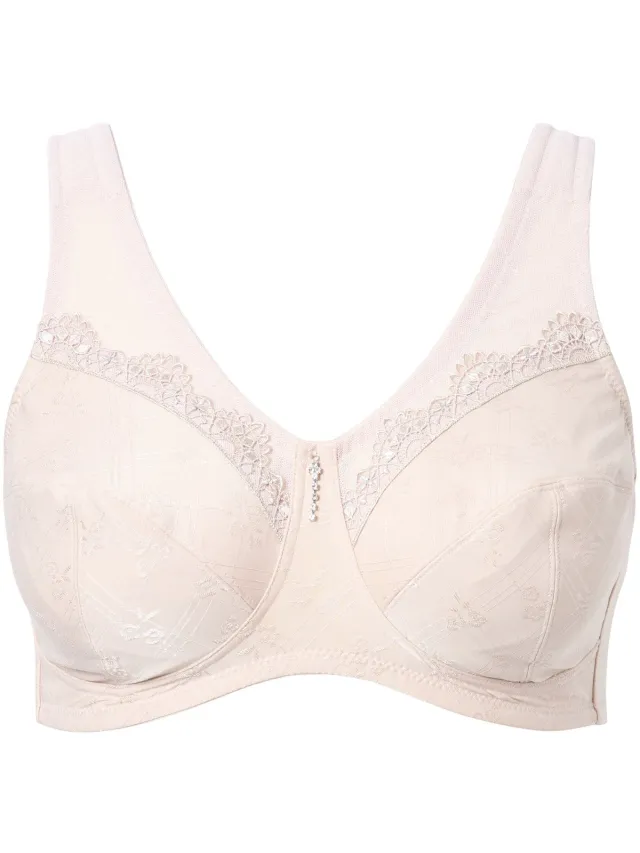 Ulla Popken Dames - Ontlastingsbeha zonder beugel kant - Beige