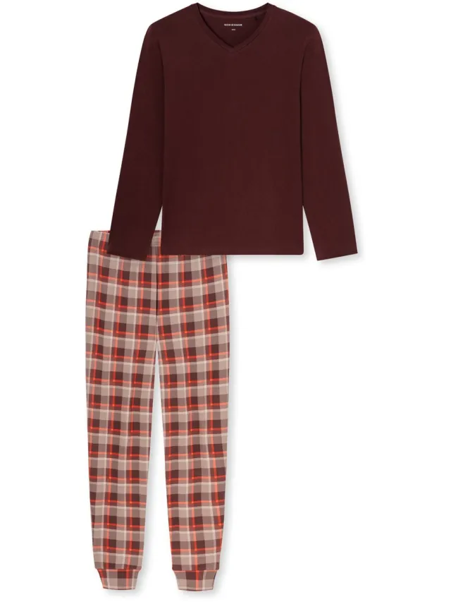 Schiesser Pyjama lang - Heren - Pyjamas praline