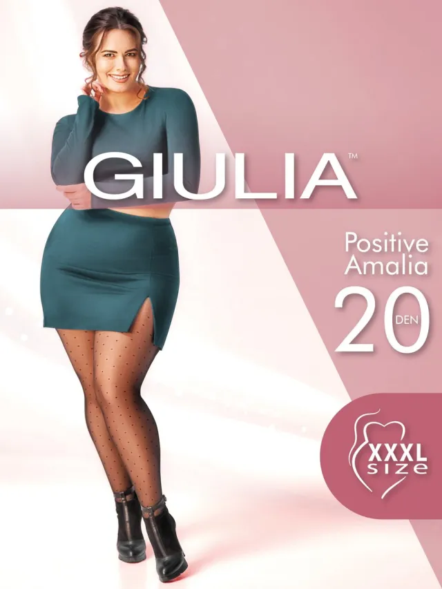 Giulia Positive Amalia 20den Sheer (enkel grote maten) Panty met stippen - Zwart