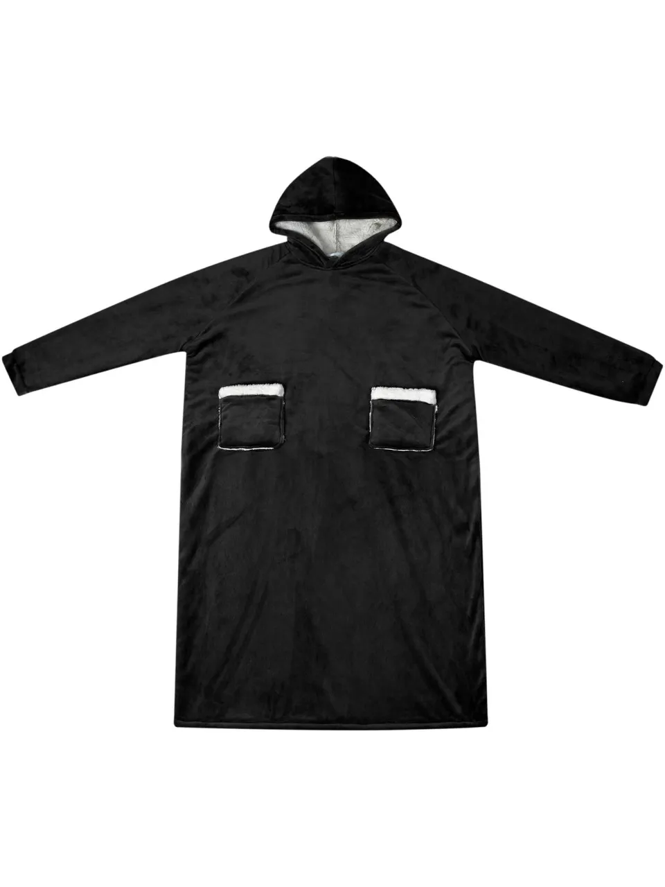 vidaXL Deken hoodie Zwart M Fleece en Flanel, foto 2