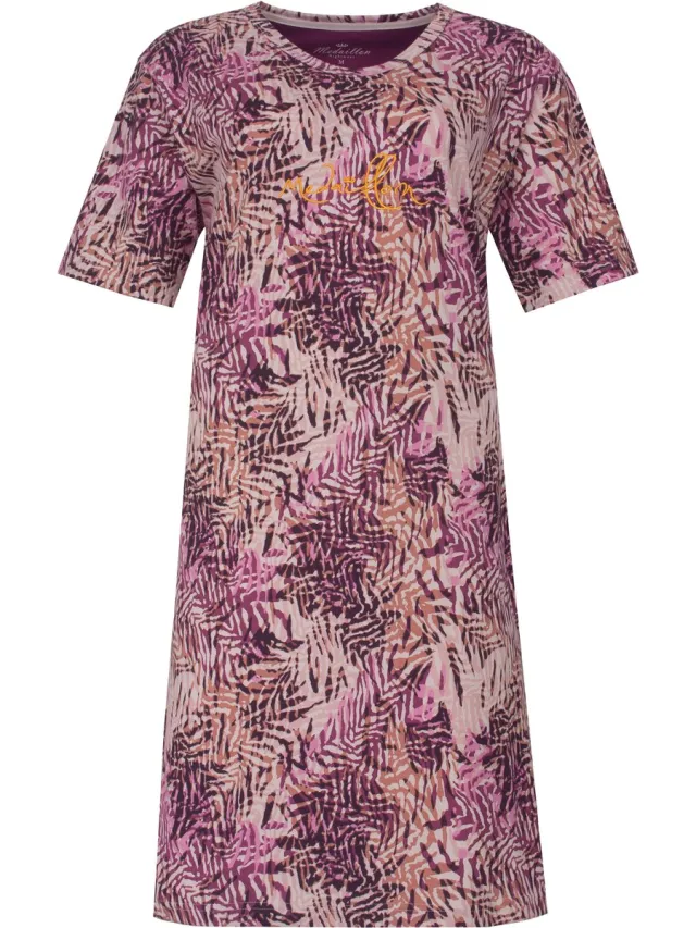Medaillon Dames Nachthemd - Korte Mouwen - Violet Fuchsia