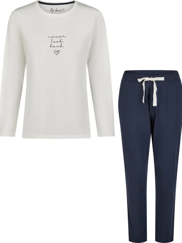 By Louise Essential Dames Pyjama Set Lang Katoen Off-White
