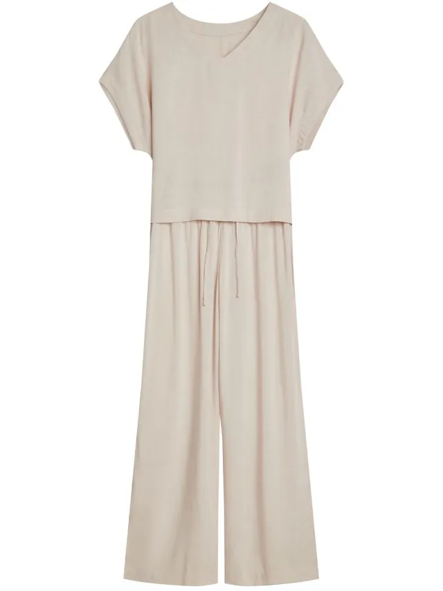 ESOTIQ Corenso - Damespyjamaset - Lichtbeige - Korte mouw