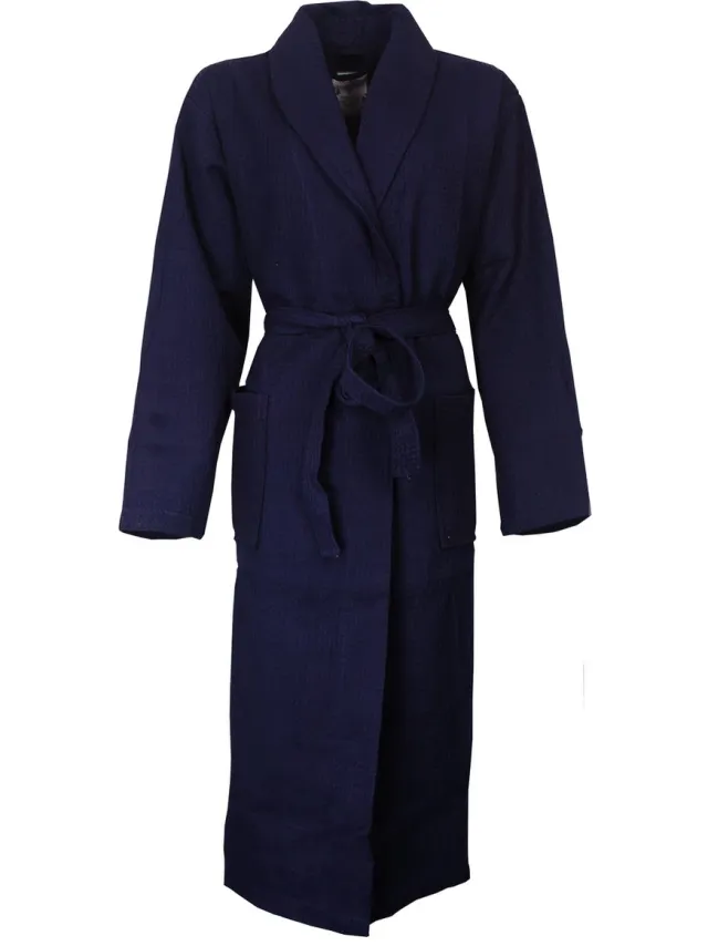 Tenderness Dames Badjas - Wafel - 100% Katoen - Blauw