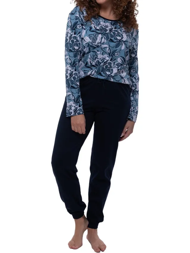 Ammann Dames pyjama Night & Home blauw