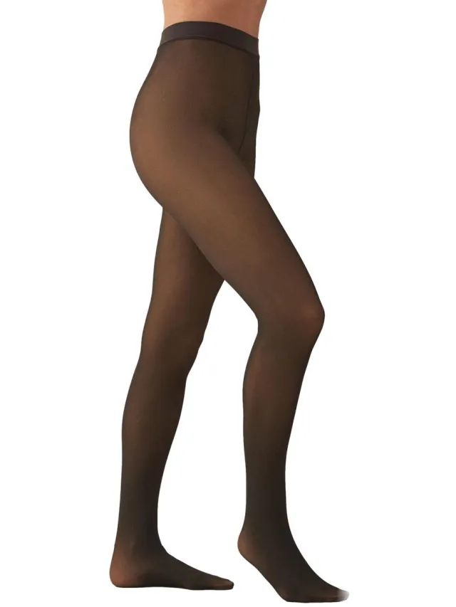 Next Dames - Doorzichtige met fleece gevoerde thermische panty - Zwart Black