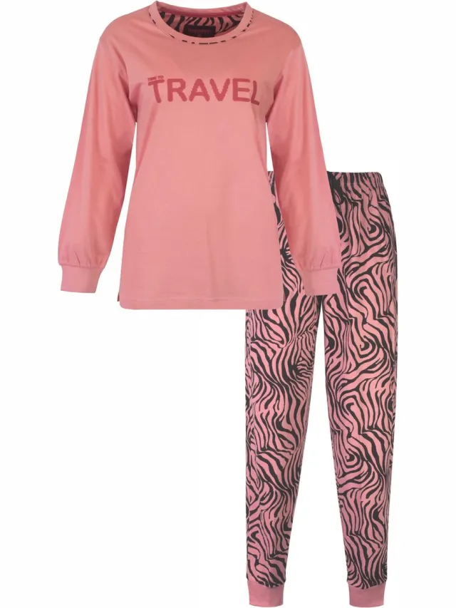Irresistible Dames Pyjama - Katoen - Zebra Print - Rose Roze