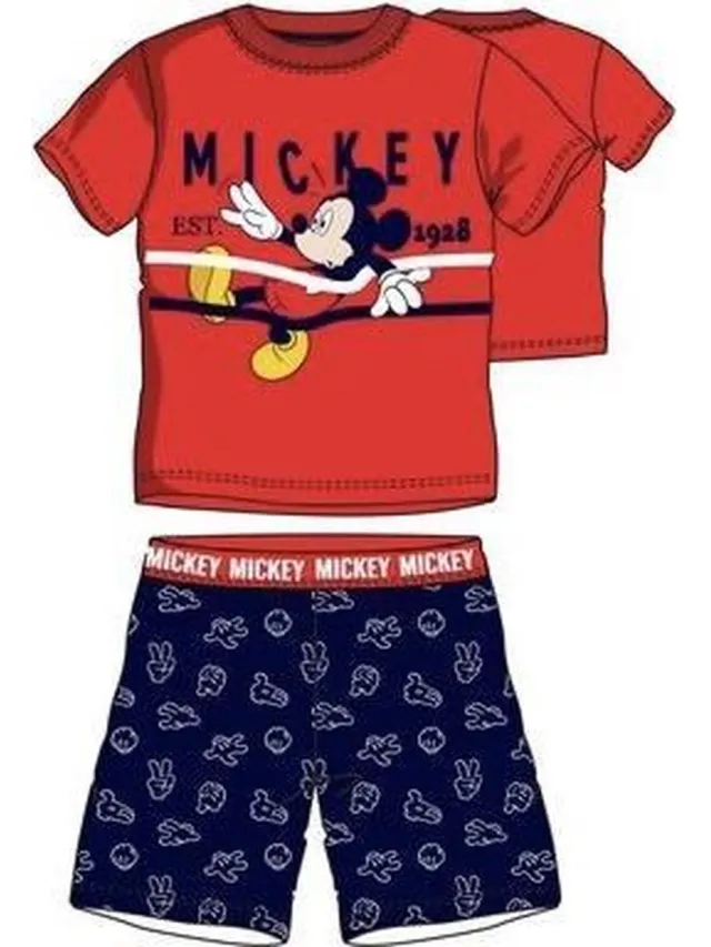 Disney Mickey Mouse pyjama shortama - rood/donkerblauw - maat 92/98 (3 jaar)