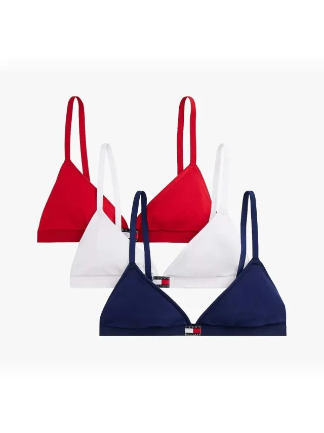 Tommy Hilfiger triangle bralette 3-pack rood wit marineblauw Multicolour