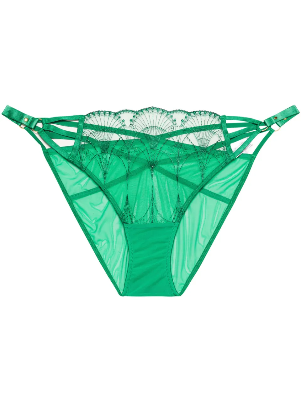Playful Promises Groene Slip Met Bandjes En Borduursel, foto 2