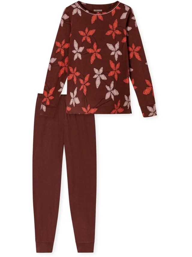 Schiesser Pyjama lang - Dames - Pyjamas wijnrood