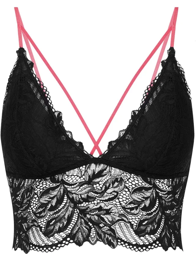 ESOTIQ Bloovii Okay - Bralette - Zwart - Roze details - Uitneembare vulling Zwart;Roze
