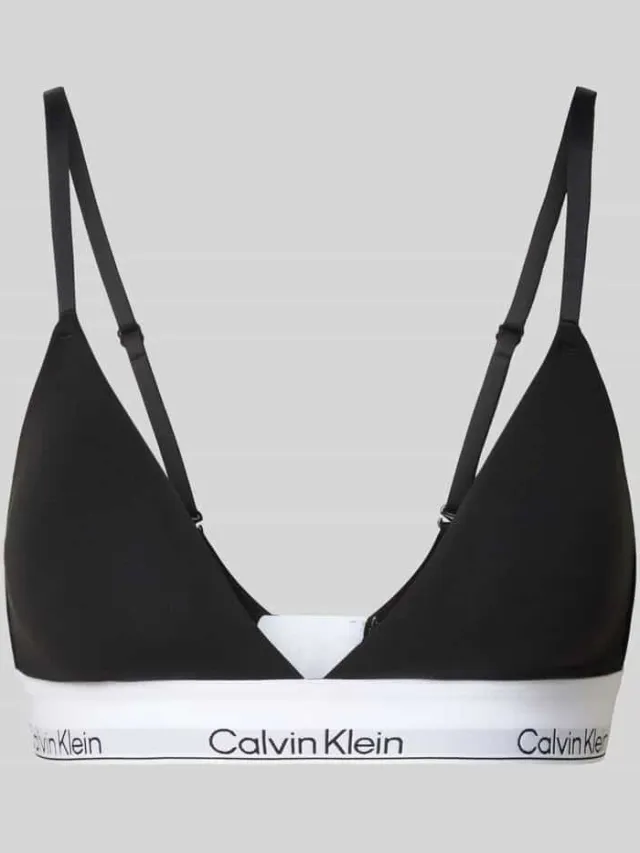 Calvin Klein Triangelbeha met logo in band en spaghettibandjes Zwart