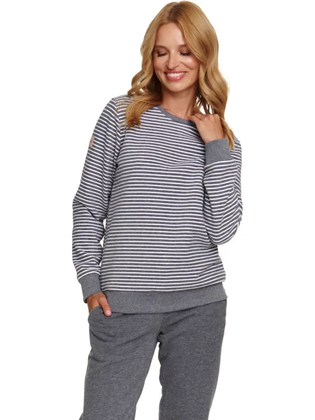 Doctor Nap Warme Dames Pyjama Lange Mouw Lange Broek Winter Kerst Matching Donker Grijs PM.5247 36 /