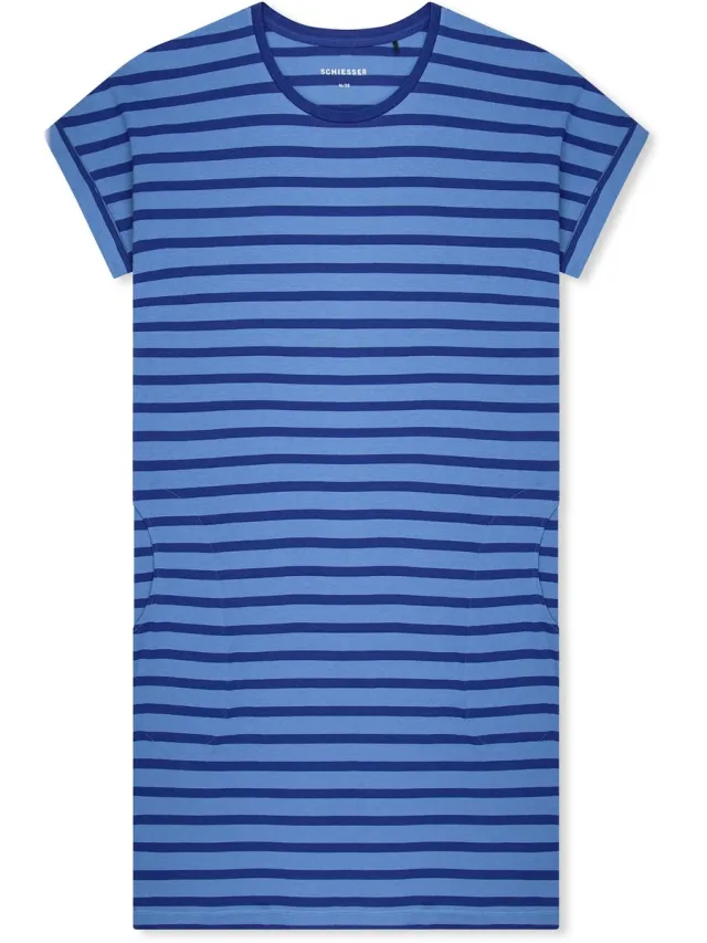 Schiesser Dames Nachthemd korte mouw - NOS - 38 - Blauw