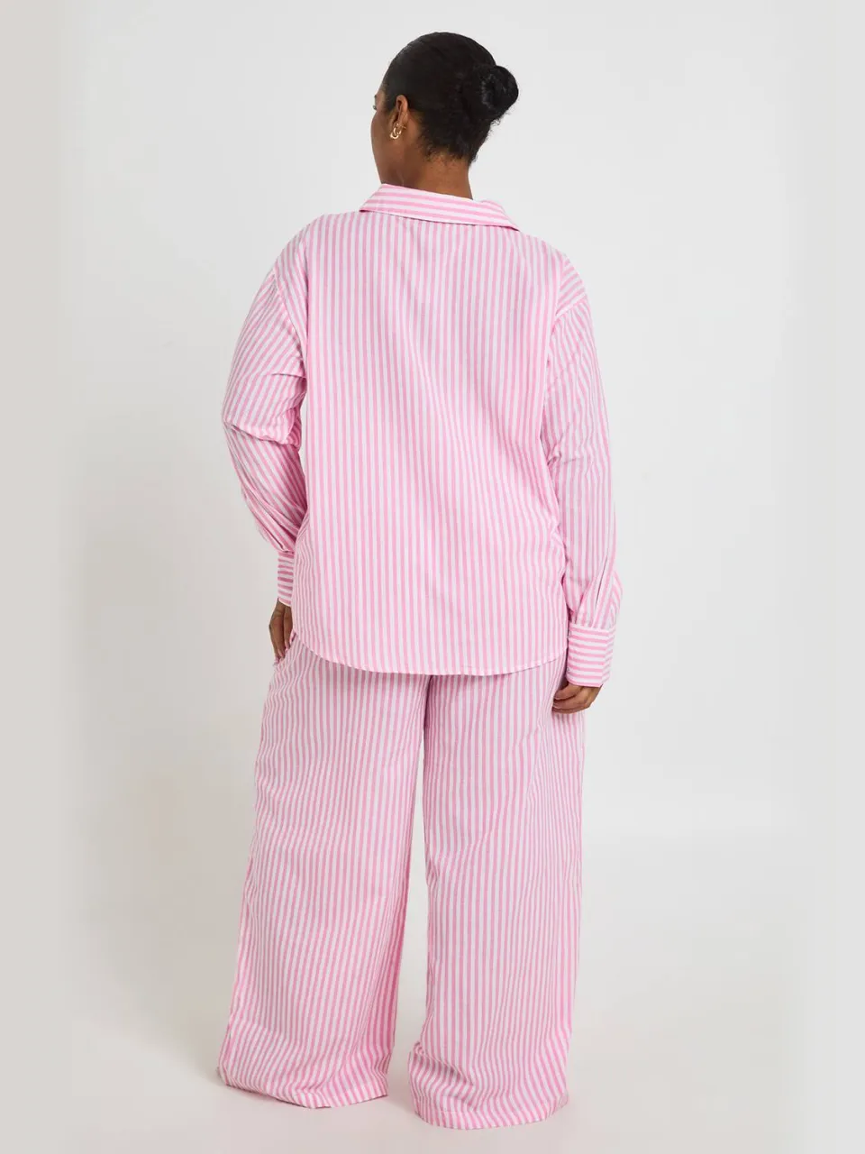 boohoo Dames Plus Katoenen Pyjamabroek Met Krijtstreep roze, foto 2