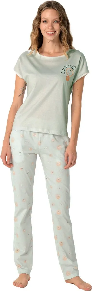 Pijadore Dames Pyjama Set, Korte Mouwen Groen