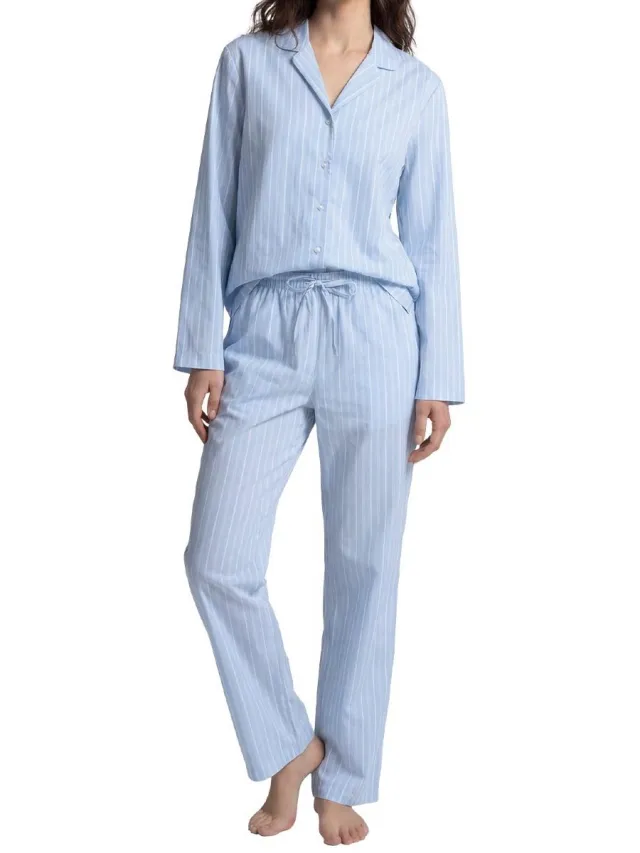 Seidensticker Dames pyjama Classic Web zen blue