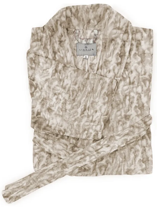 LINNICK Flanel Fleece Badjas Bont Rabbit - naturel - S - Badjas Dames - Badjas Heren