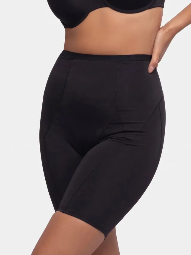 Dorina Corrigerende short lange pijpjes - Medium control - Shapewear boxershort - Anti slip rand - Zwart /