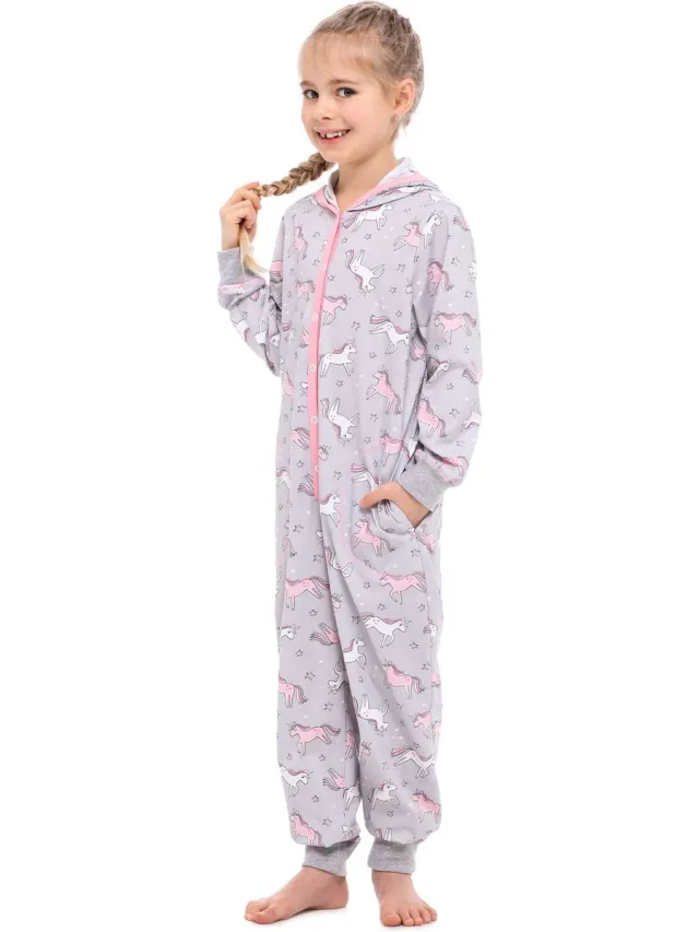Merry Style Kinder Pyjama - ronde hals - lange mouwen - lange broek met zakken - Katoen - MS-MS10-223-PJ - Melange Einhorn - 110-116