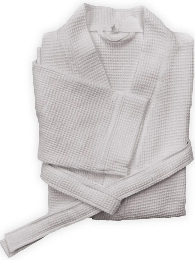 Heckettlane Wafel Badjas Grijs S, gemaakt van 100% Katoen Glacier Grey