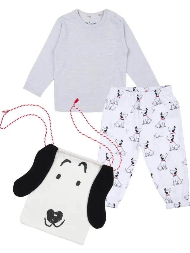 Kuuk'n Rintje Grijs/Wit Pyjama incl. Tasje maat 62/68 2020416